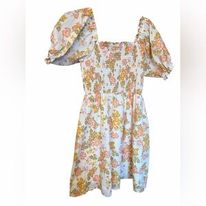 Floral Smocked Dress with Puff Sleeves by TWIK-Size Medium